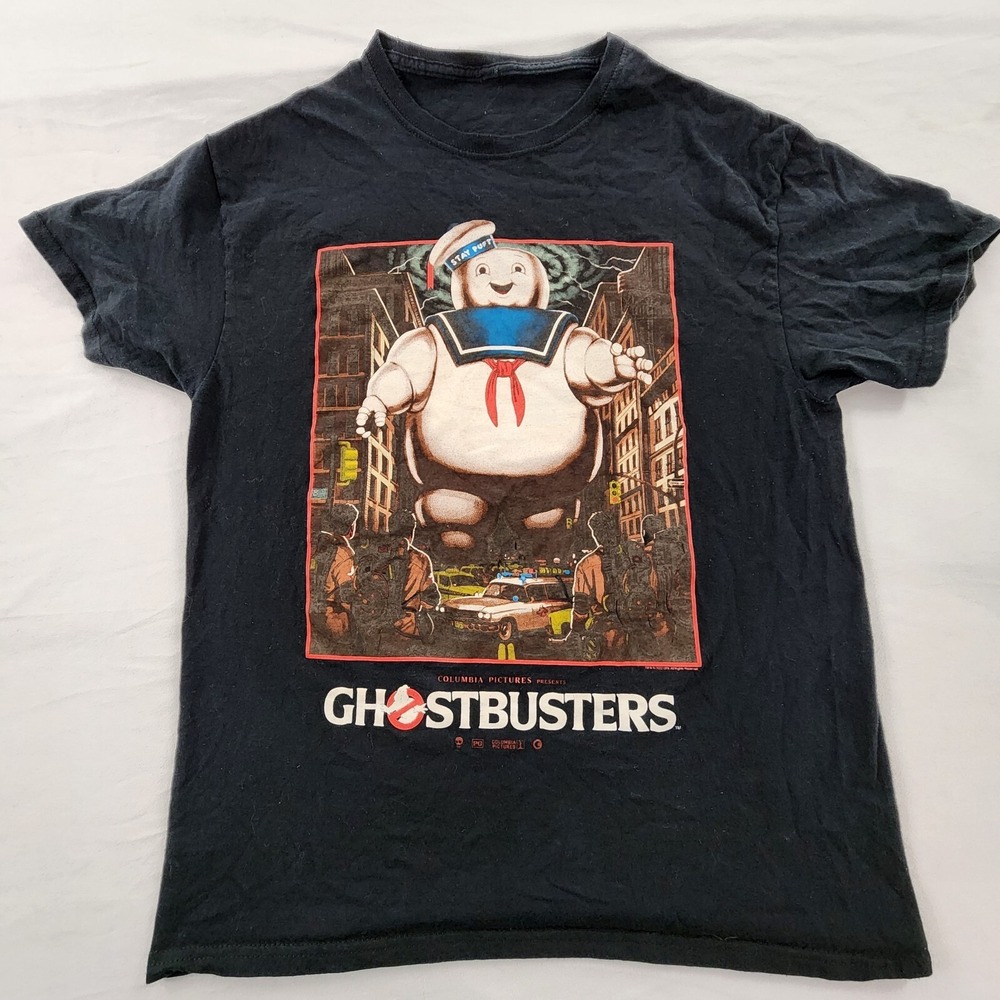 Ghostbusters Columbia PIctures Movie Promo Black Short Sleeve T-Shirt Men's M
